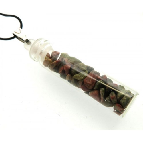 Unakite Gemstone Crystal Glass Bottle Pendant